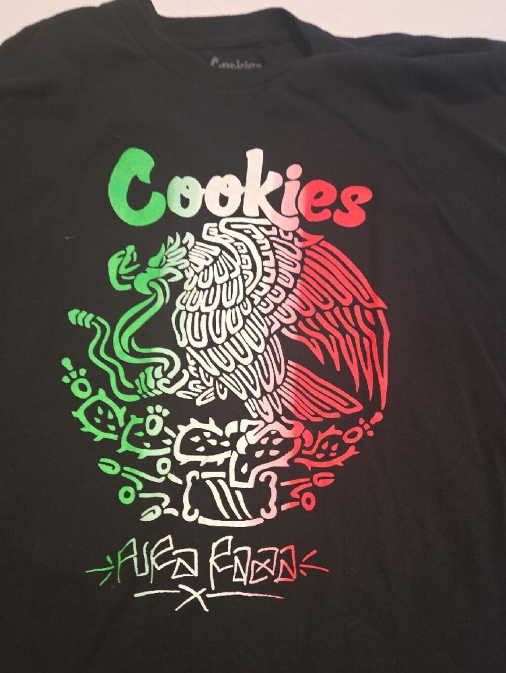 Cookies Black Long Sleeve Graphic Tee - Tricolor Eagle Design - Picture 3 of 11